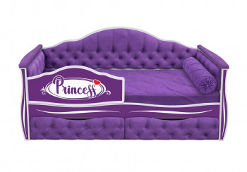 Кровать 160 серии Иллюзия 2 ящика 32 Фиолетовый (мягкие боковые накладки/подушка валик) в Полойке - polojka.mebel54.com | фото
