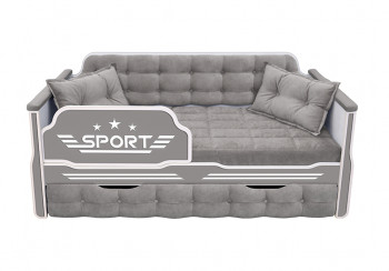 Кровать 190 серии Спорт 1 ящик 45 Серый (подушки) в Полойке - polojka.mebel54.com | фото
