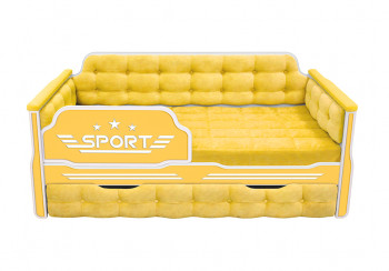 Кровать 190 серии Спорт 1 ящик 74 Жёлтый (мягкие боковые накладки) в Полойке - polojka.mebel54.com | фото