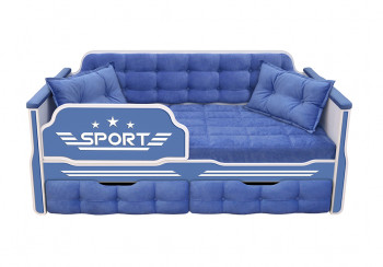 Кровать 190 серии Спорт 2 ящика 85 Синий (подушки) в Полойке - polojka.mebel54.com | фото