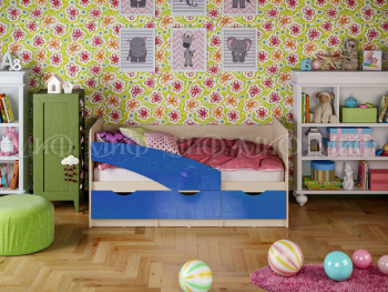 Кровать Бабочки 1,8м (Синий металлик) в Полойке - polojka.mebel54.com | фото