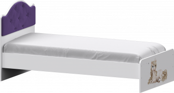 Кровать Каспер с мягкой спинкой и фотопечатью (800х1900)Белый/Фиолетовый в Полойке - polojka.mebel54.com | фото