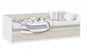Кровать «Сканди» с 2 ящиками Дуб Гарден/Белый/Глиняный серый в Полойке - polojka.mebel54.com | фото