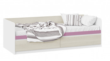 Кровать «Сканди» с 2 ящиками Дуб Гарден/Белый/Лиловый в Полойке - polojka.mebel54.com | фото