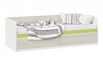 Кровать «Сканди» с 2 ящиками Дуб Гарден/Белый/Зеленый в Полойке - polojka.mebel54.com | фото
