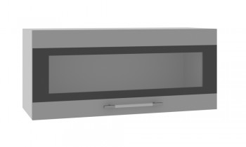 Норд ШВГС 800 Шкаф верхний горизонтальный со стеклом (Софт черный/корпус Белый) в Полойке - polojka.mebel54.com | фото