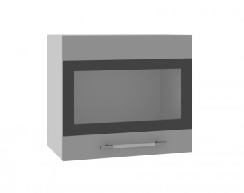 Ройс ВПГСФ 500 Шкаф верхний горизонтальный со стеклом с фотопечатью высокий (Графит софт/корпус Серый) в Полойке - polojka.mebel54.com | фото