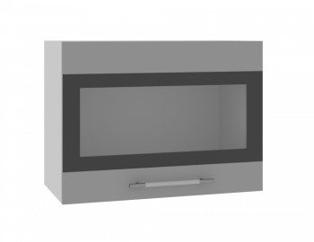 Ройс ВПГСФ 600 Шкаф верхний горизонтальный со стеклом с фотопечатью высокий (Графит софт/корпус Серый) в Полойке - polojka.mebel54.com | фото
