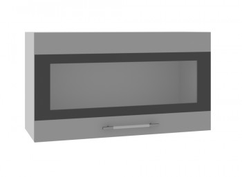 Ройс ВПГСФ 800 Шкаф верхний горизонтальный со стеклом с фотопечатью высокий (Графит софт/корпус Серый) в Полойке - polojka.mebel54.com | фото