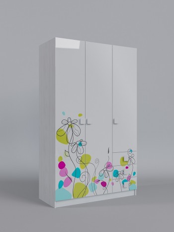 Шкаф 3-х створчатый с ящиками Флёр (Белый/корпус Выбеленное дерево) в Полойке - polojka.mebel54.com | фото