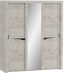 Шкаф трехдверный Соренто с раздвижными дверями Дуб бонифаций/Кофе структурный матовый в Полойке - polojka.mebel54.com | фото