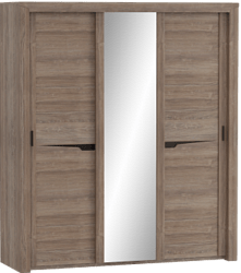 Шкаф трехдверный Соренто с раздвижными дверями Дуб стирлинг/Кофе структурный матовый в Полойке - polojka.mebel54.com | фото